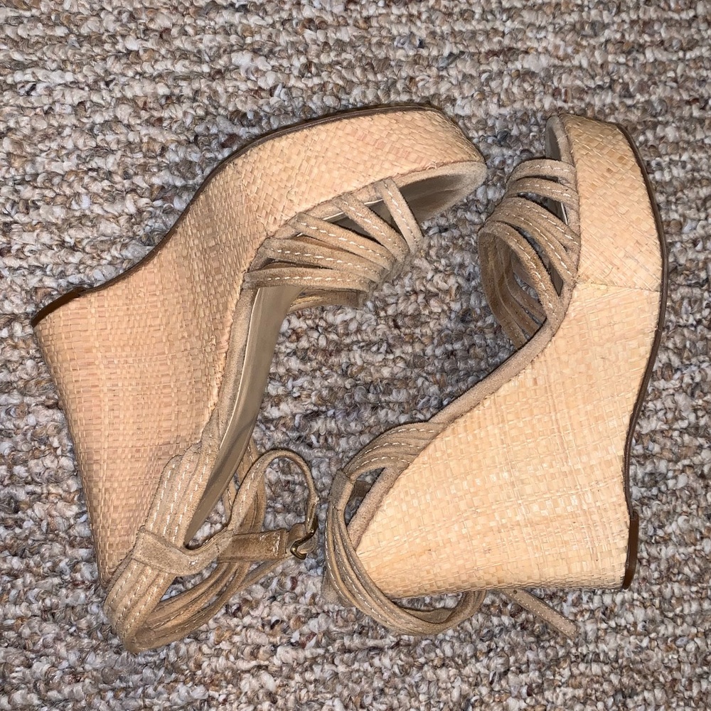 J Crew straw wedges espadrilles size 6
